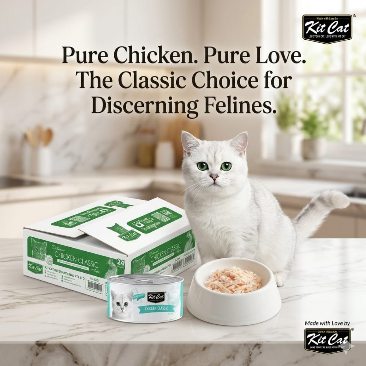 Kit Cat Chicken Classic Wet Cat Food 80g (24 Pack) Hairball Control ...
